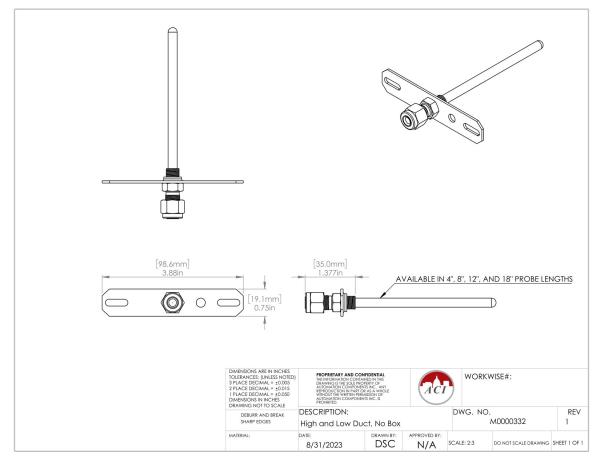 A/1K-3W-LT-DO-4 – Platinum RTD Duct No Box